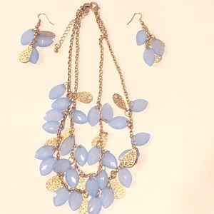 Lavender/blue necklace & earring set